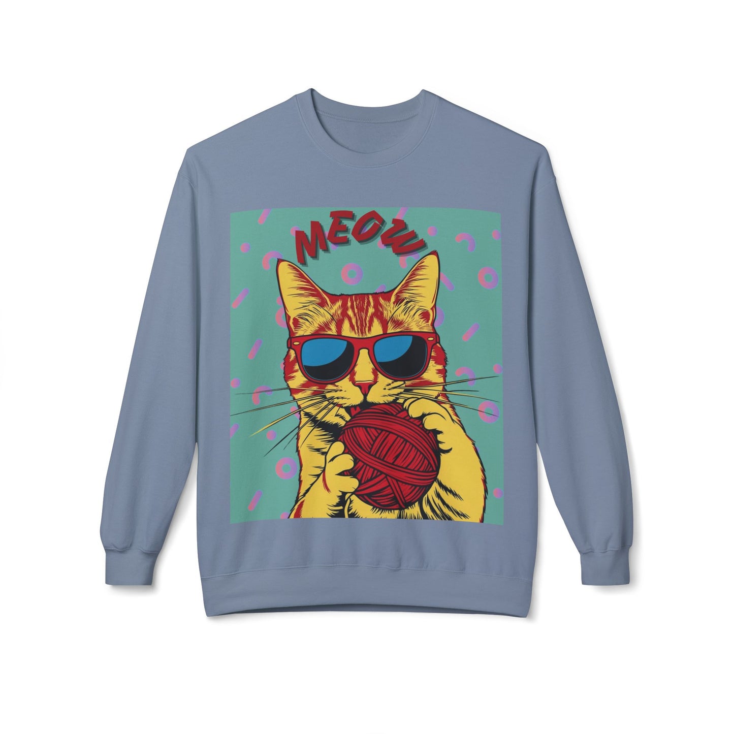 Cool Cat Fleece Crewneck Sweatshirt - Fun and Comfy Gift for Cat Lovers