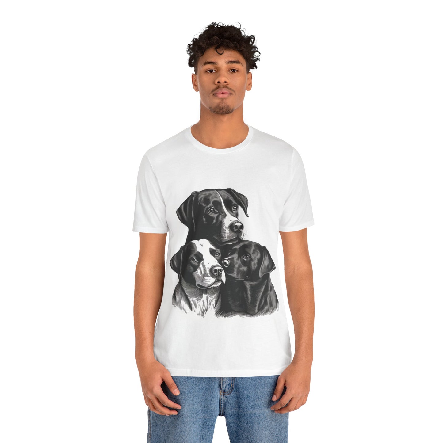 "Trendy Black & White Dog Lover T-Shirt 🐾 – Cute Trio Dog Design | Perfect Gift for Dog Owners & Puppy Enthusiasts"