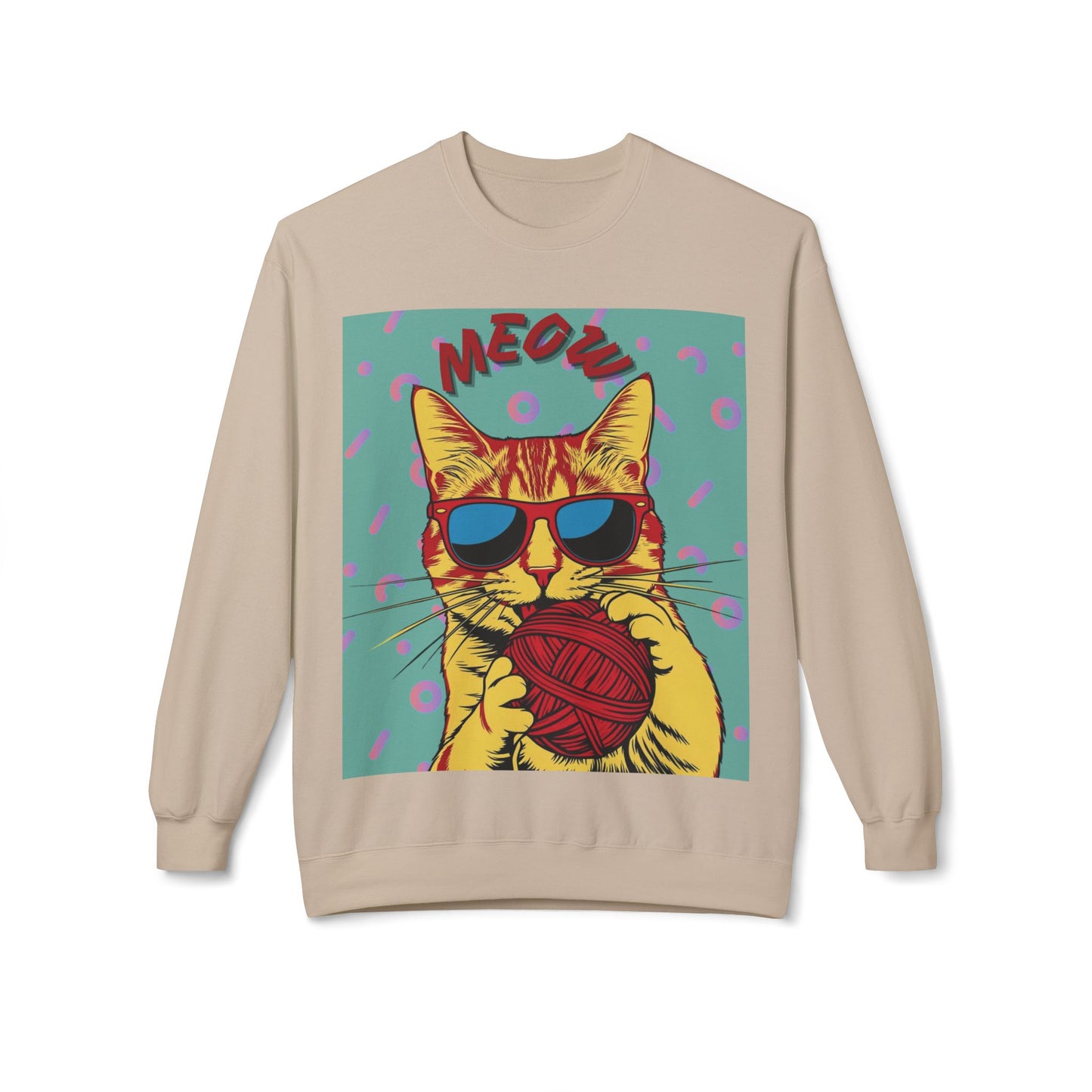 Cool Cat Fleece Crewneck Sweatshirt - Fun and Comfy Gift for Cat Lovers