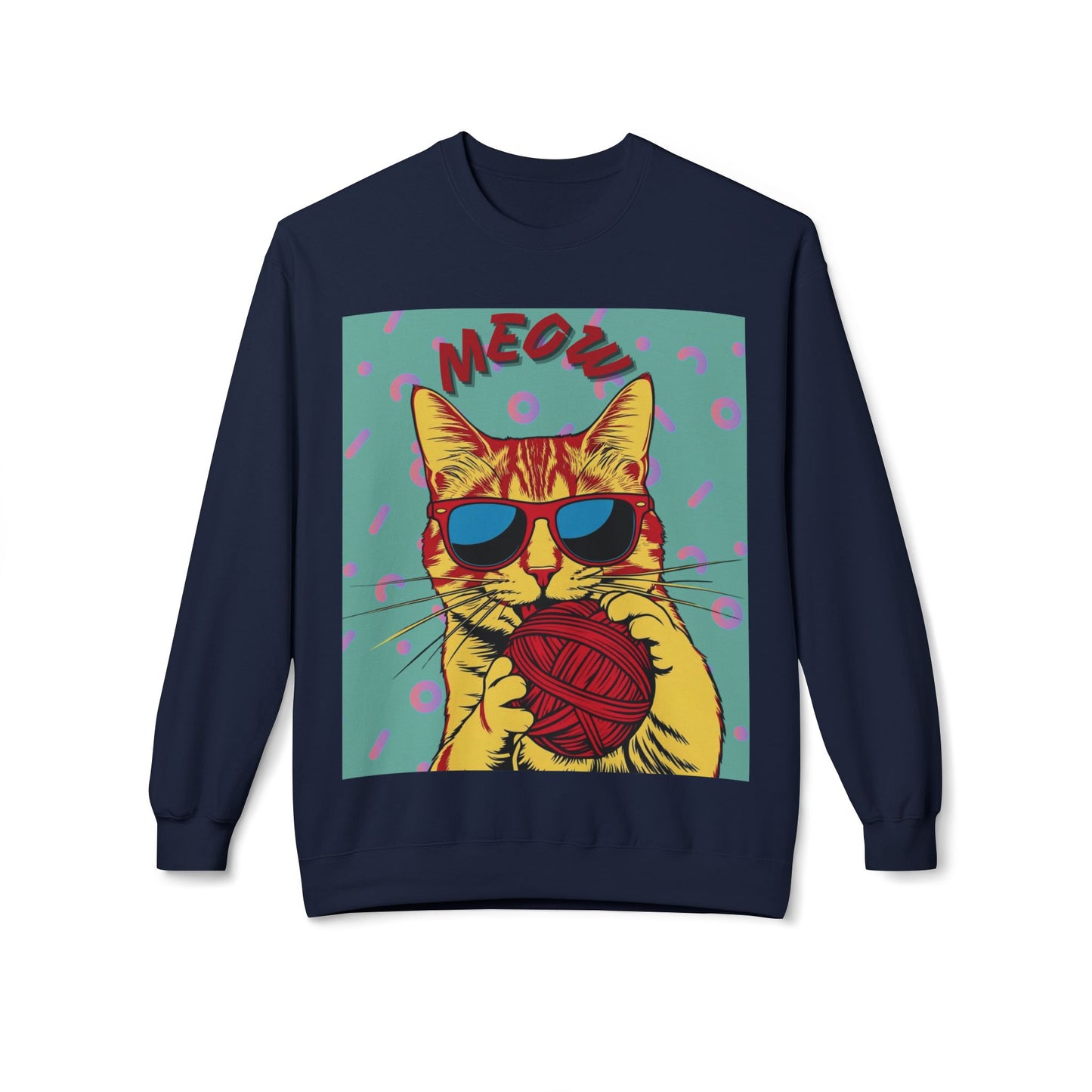 Cool Cat Fleece Crewneck Sweatshirt - Fun and Comfy Gift for Cat Lovers