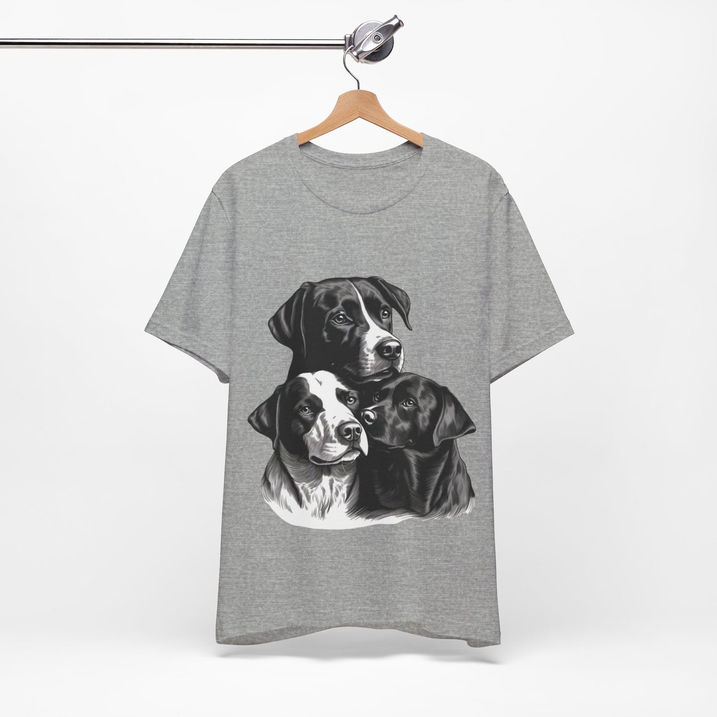 "Trendy Black & White Dog Lover T-Shirt 🐾 – Cute Trio Dog Design | Perfect Gift for Dog Owners & Puppy Enthusiasts"