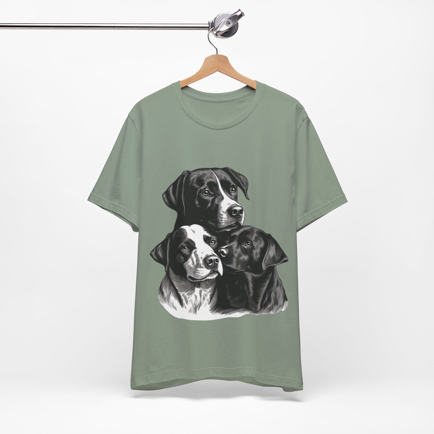 "Trendy Black & White Dog Lover T-Shirt 🐾 – Cute Trio Dog Design | Perfect Gift for Dog Owners & Puppy Enthusiasts"