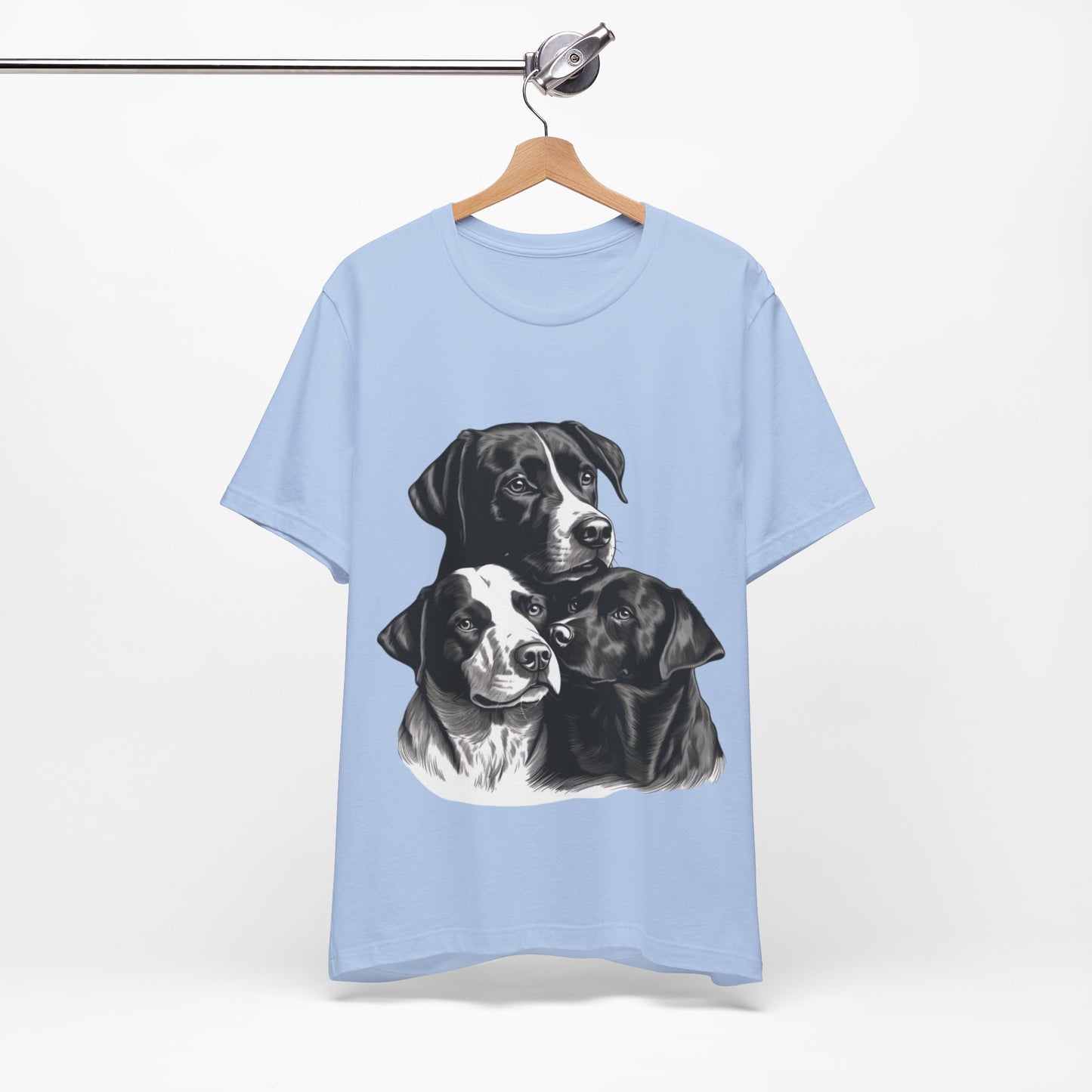 "Trendy Black & White Dog Lover T-Shirt 🐾 – Cute Trio Dog Design | Perfect Gift for Dog Owners & Puppy Enthusiasts"